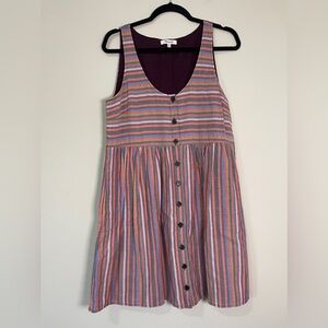 Madewell Orange Blue Buttoned Sundress